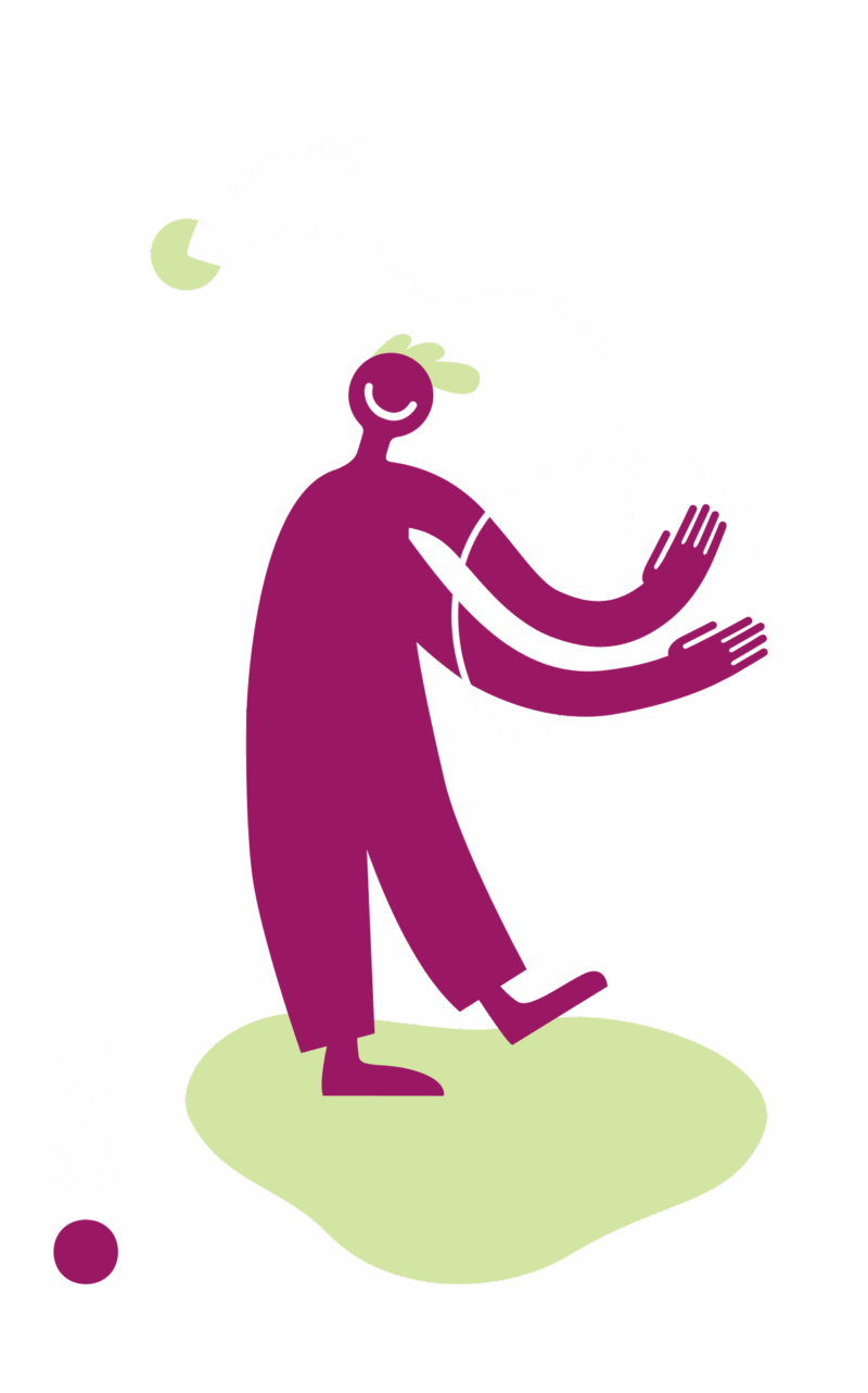 Eine Daten-Anfänger*in jongliert mit einem Datenelement.