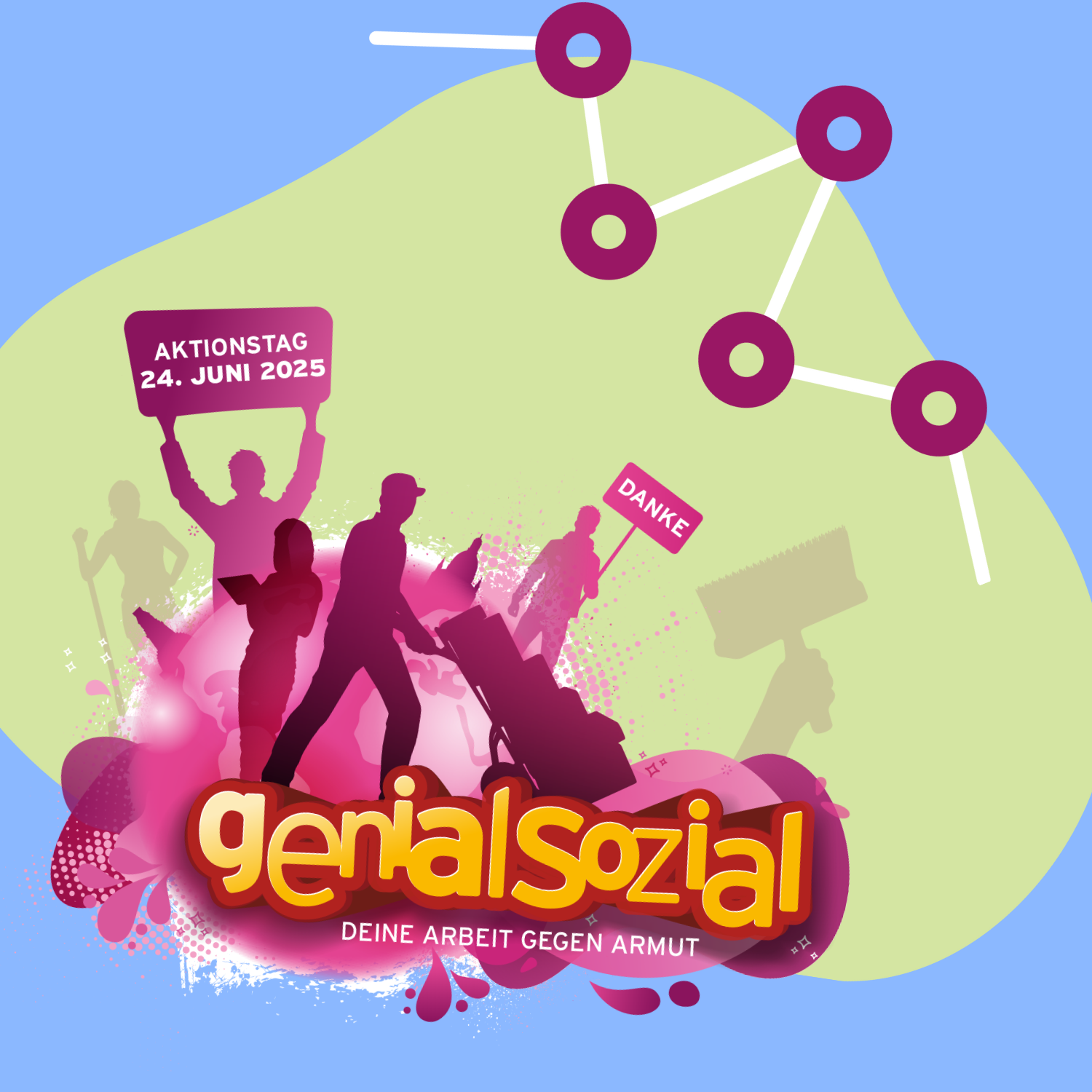 Man sieht eine Verbindung aus den Logos des Aktionstages genialsozial und des Civic Data Lab.